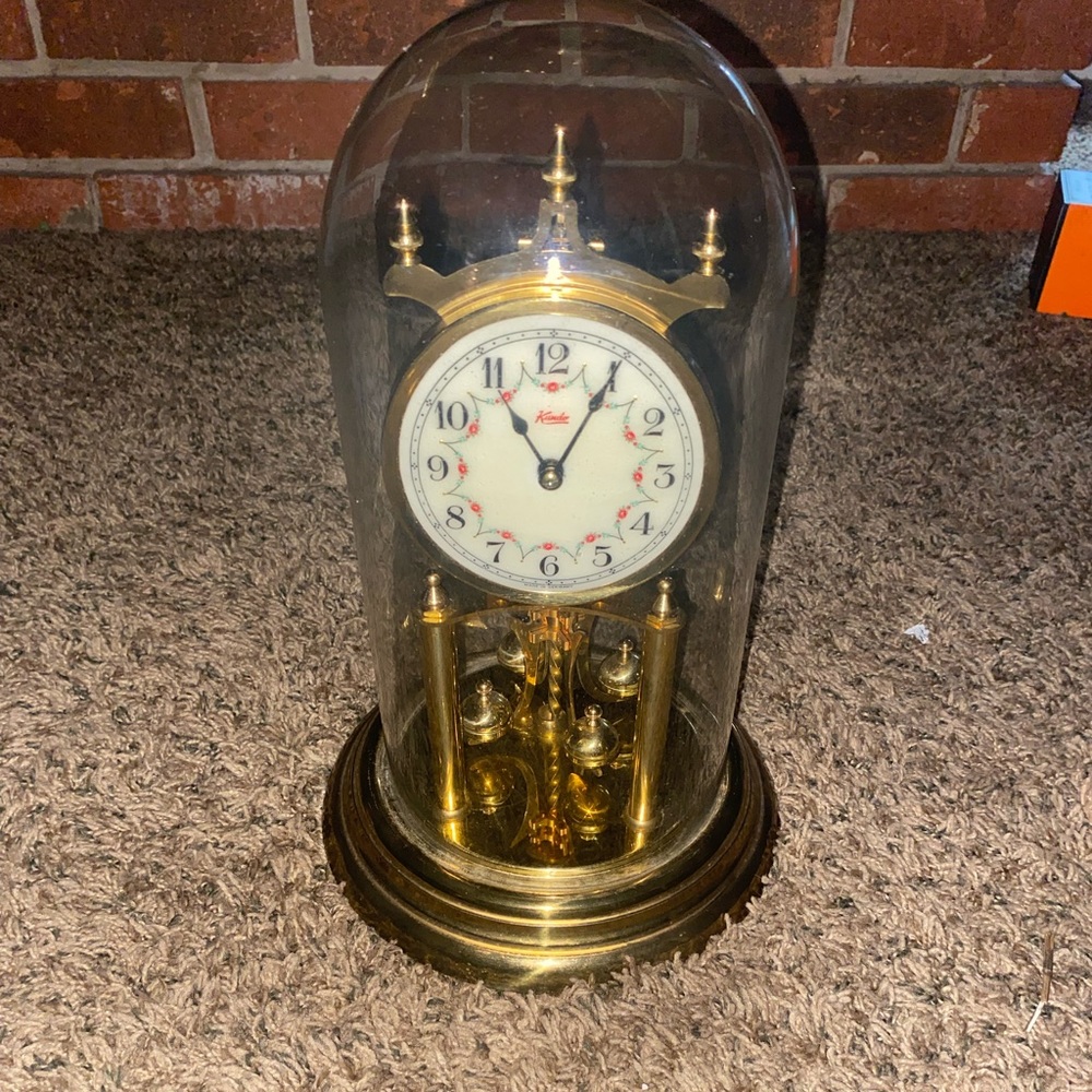 Vintage| Kundo German 400 Day Anniversary Clock, Glass Dome| Antique Clock
